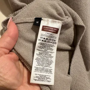 Comptoir Des Cotonniers Neutral Cashmere Vneck Popover Taupe Sweater M thumbnail 5