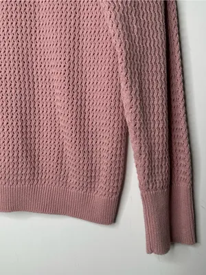 Varley Calva Knit Half-Zip Cotton Sweater Pink Size Small thumbnail 4