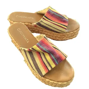 Coconuts Canvas Stripe Woven Platform Espadrille Mule Sandals Women’s Size 9 thumbnail 1