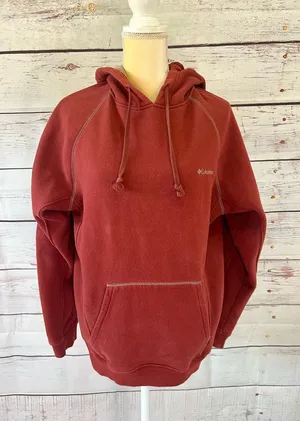 Columbia Woman’s Burnt Red Heavyweight Cotton Blend Soft Comfy Hoodie Size Large thumbnail 1