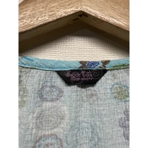 Y2K Babydoll Top XS Floral Milkmaid Boho Fairy Grunge Blue Coquette Short Sleeve thumbnail 3
