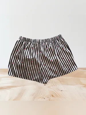 BLK & WHT STRIPED Lounge shorts wireless-OVER RED CHERRIES LOUNGE RESORTS thumbnail 2