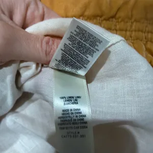 Cloth & stone anthropology tie neck peasant blouse 100% linen cream size small thumbnail 5