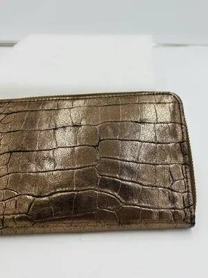 IVANKA TRUMP Metallic Bronze Crocodile Embossed Clutch Wallet 9" x 4.5" thumbnail 3