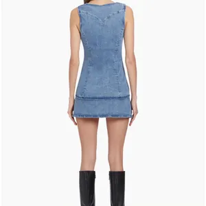 NWT Amanda Uprichard Kya Romper in Denim Classic Wash Blue Size XS thumbnail 3