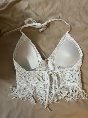 Crochet Halter Top White thumbnail 2
