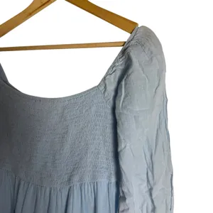 Area Stars Eyelet Trim Light Blue Long Sleeve Square Neck Dress Size Medium thumbnail 7
