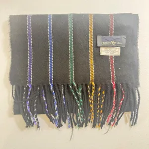 VTG Hunters Run Scarf Black‎ Acrylic Multi Stripe Fringe Made in Japan thumbnail 1
