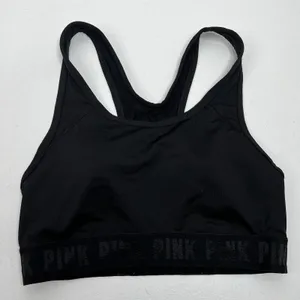 Victoria's Secret VS Pink Size S Sports Bra Ultimate Lightly Lined Black Padded‎ Band Logo Women’s thumbnail 2