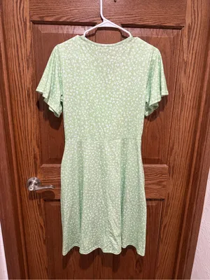 Light Green Floral Wrap Dress - Women thumbnail 2