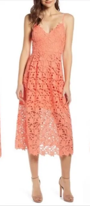 Astr The Label Lace Midi Dress Coral Peach size XS $90 thumbnail 1