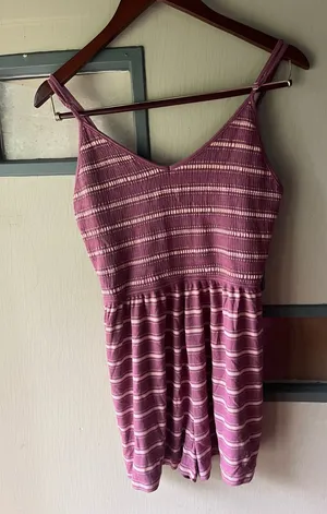 wild fable Mauve Striped V-Neck Romper thumbnail 1