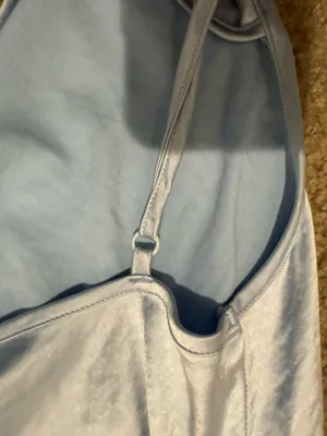 Motel Paiva Slip Dress in Satin Light Blue thumbnail 7