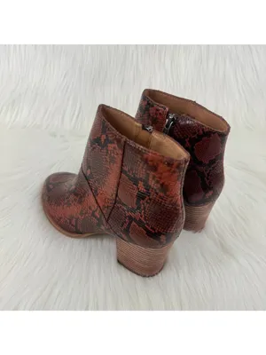 NWOB Madewell The Rosie Snake Embossed Leather Ankle Boots US 8.5 Dark Cinnabar thumbnail 7