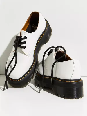 Dr. Martens women White Leather Platform Oxfords smooth shoesUS 6 thumbnail 9
