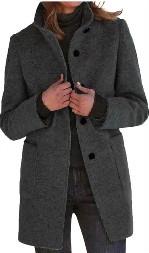 Chartou grey wool blend funnel neck peacoat size small Gray thumbnail 1