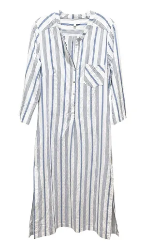 Everyday Ritual Tracey Stripe Cotton Nightgown Blue White Women’s Size Medium thumbnail 1