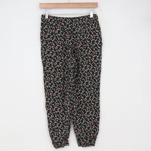 Uniqlo Jogger Pants Womens M Floral Tulip Black Rayon Tapered Casual Excellent thumbnail 4