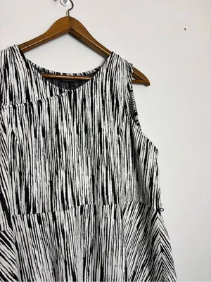 Lane Bryant Black White Textured Knit Sleeveless Fit & Flare Skater Dress thumbnail 4