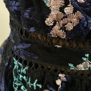 Lulus Radiant Love Black Multi Embroidered Short Sleeve Skater Floral Dress sz S thumbnail 11