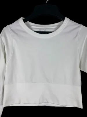 OFFLINE By Aerie Seamless Top Womens M White Cropped Long Sleeve Activewear thumbnail 2