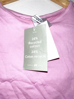 H&M Divided Light Pink Cropped Lettuce-Edge Tee thumbnail 6