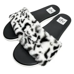 DV by Dolce Vita Women's Black and White Faux Fur Slides thumbnail 1