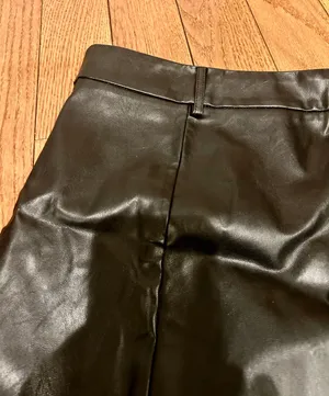 SheIn NWOT Sexy High Waist Notch Hem Leather A-Line /two front slits L thumbnail 6