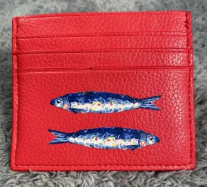Vera & Lucy Vera Bradley Sardine Fish Card Case Wallet Slim Credit Card Red Blue BTF 6 Slots thumbnail 1