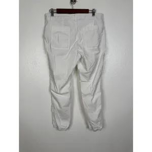 Frank & Eileen Jameson White Cotton Linen Jogger‎ Pants Size 12 Made in USA thumbnail 2