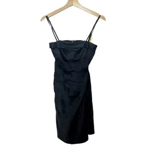 Gianni Bini NWT Black Satin Ruched Strapless Cocktail Dress Women's Size 0 Party thumbnail 4