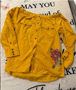 Rodeo Quincy Western-style blouse with an off-the-shoulder design; Size 2XL thumbnail 1