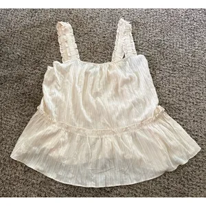 Black Tape Women's Ivory Cream‎ Textured Ruffled Tank top Size 2X thumbnail 1
