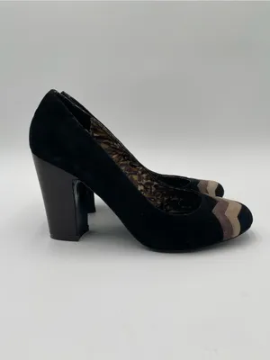 Missoni x Target Black & Brown Barkwood Zig Zag Suede Heeled Pumps Shoes Sz 8 thumbnail 4