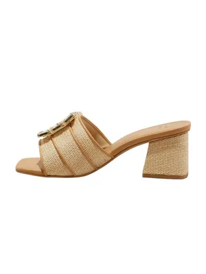 A New Day Womens Kathleen Raffia Buckle Block Heels 92611240 Brown 6M thumbnail 11
