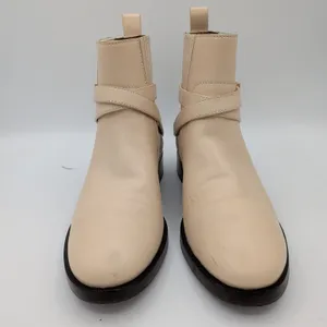 Tory Burch T Hardware Chelsea Boot Cream Leather Buckle Ankle Booties Women's 7M thumbnail 3