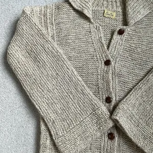 Casa Chia Vtg. 100% Wool Cardigan Sweater Bell Sleeves Cottagecore Beige Size L thumbnail 3