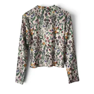 Cider Women Cream Wildflower Botanical Print Mock Neck Long Sleeve Top XL NEW thumbnail 8