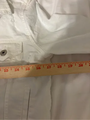 Pistola White Cropped Distressed Denim Jacket Raw Hem Size Small thumbnail 4