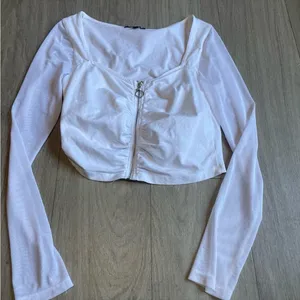 Ambiance White Long Sleeve Crop Top thumbnail 1