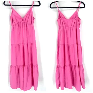 Rails Avril Hot Pink Tiered Midi Dress Sleeveless Sundress‎ Casual Summer thumbnail 3