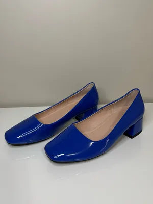 Blue Patent Low Block Heel Pumps Size 6 thumbnail 3