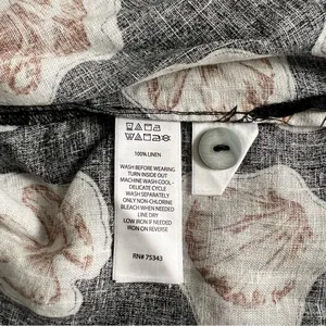 Nicole Miller Women’s 100% Linen Shirt Black & White Shell Print Button-Up L thumbnail 4