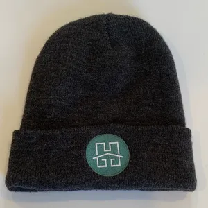 Dark Gray Knit Beanie Winter Hat with House Logo Men’s or Women’s thumbnail 1