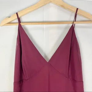 Lulu's Burgundy Wine Red‎ V-Neck Chiffon Maxi Dress S thumbnail 3