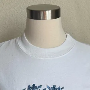 Vintage Embroidered Bird Floral White‎ Sweatshirt large thumbnail 6