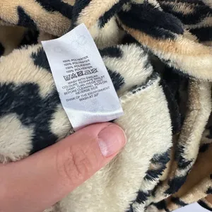 ASOS Leopard Print Robe Womens XS Tan Black Hooded Fleece Animal‎ Loungewear thumbnail 8