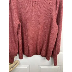 1.STATE Sweater Womens Size XL Speckled Puff Sleeve Cozy Knit Mauve Brown thumbnail 5