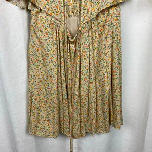 Free People Cream&Orange Floral Print Florence Smocked Mini Dress Sz.L thumbnail 13