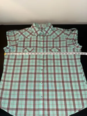 Vintage Turquoise Plaid Pearl Button Western Shirt-XL thumbnail 2
